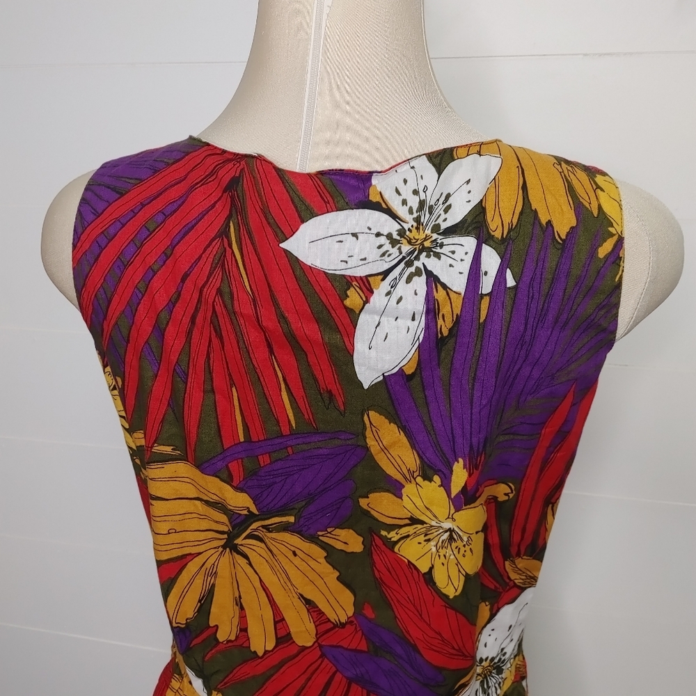 Vintage Bobbie Bee Tropical Cotton Jumpsuit Size 8 - Picture 7 of 14